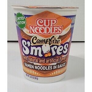 Nissin Ramen Cup Noodles CAMPFIRE S'MORES Flavor 3.07 oz Dry Limited Edition!